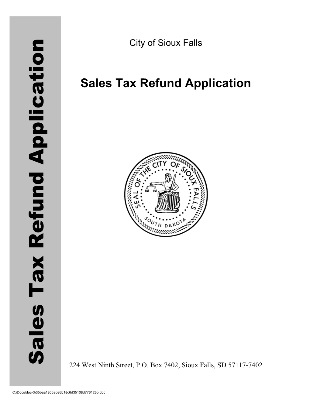 Sales Tax Refund Application