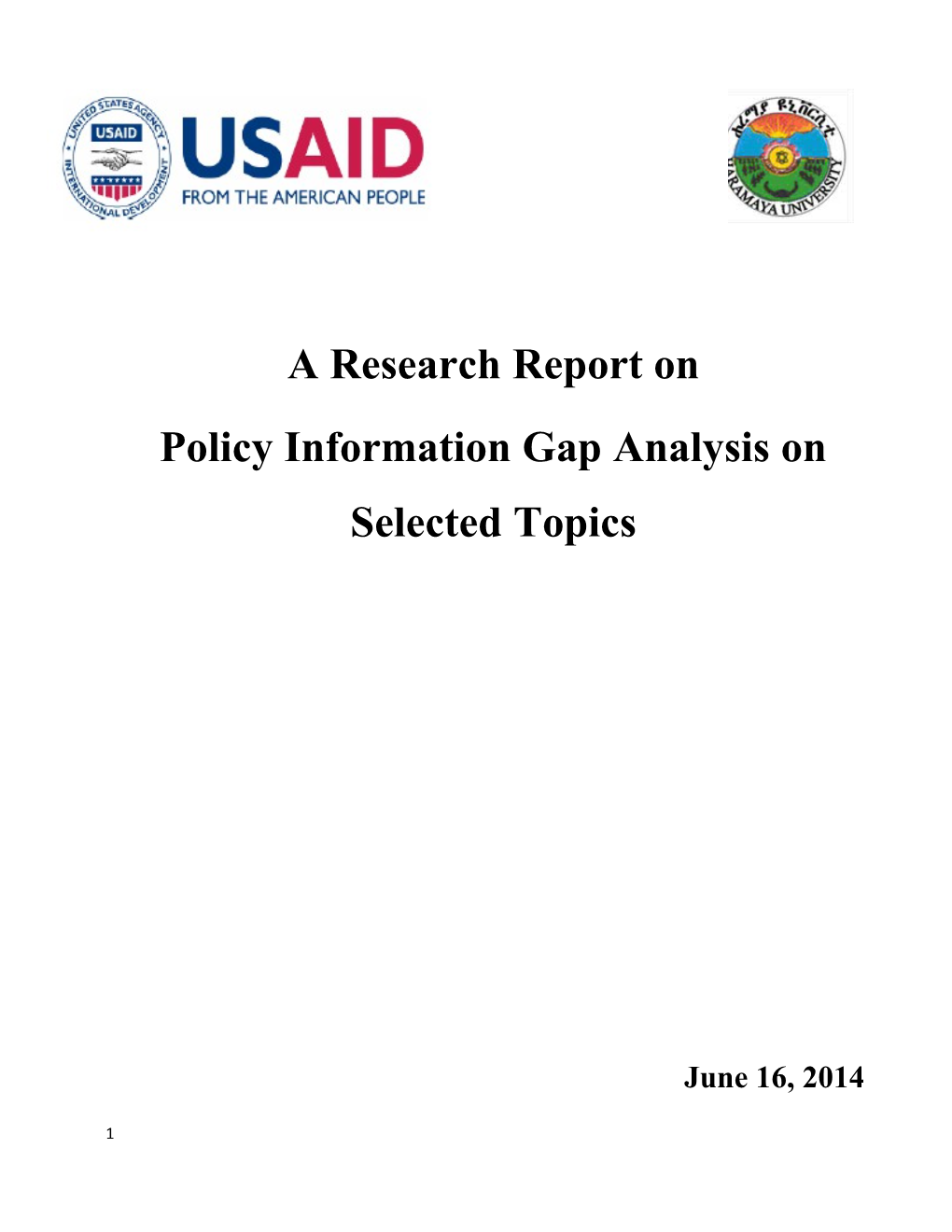 Policy Information Gap Analysis on Selected Topics