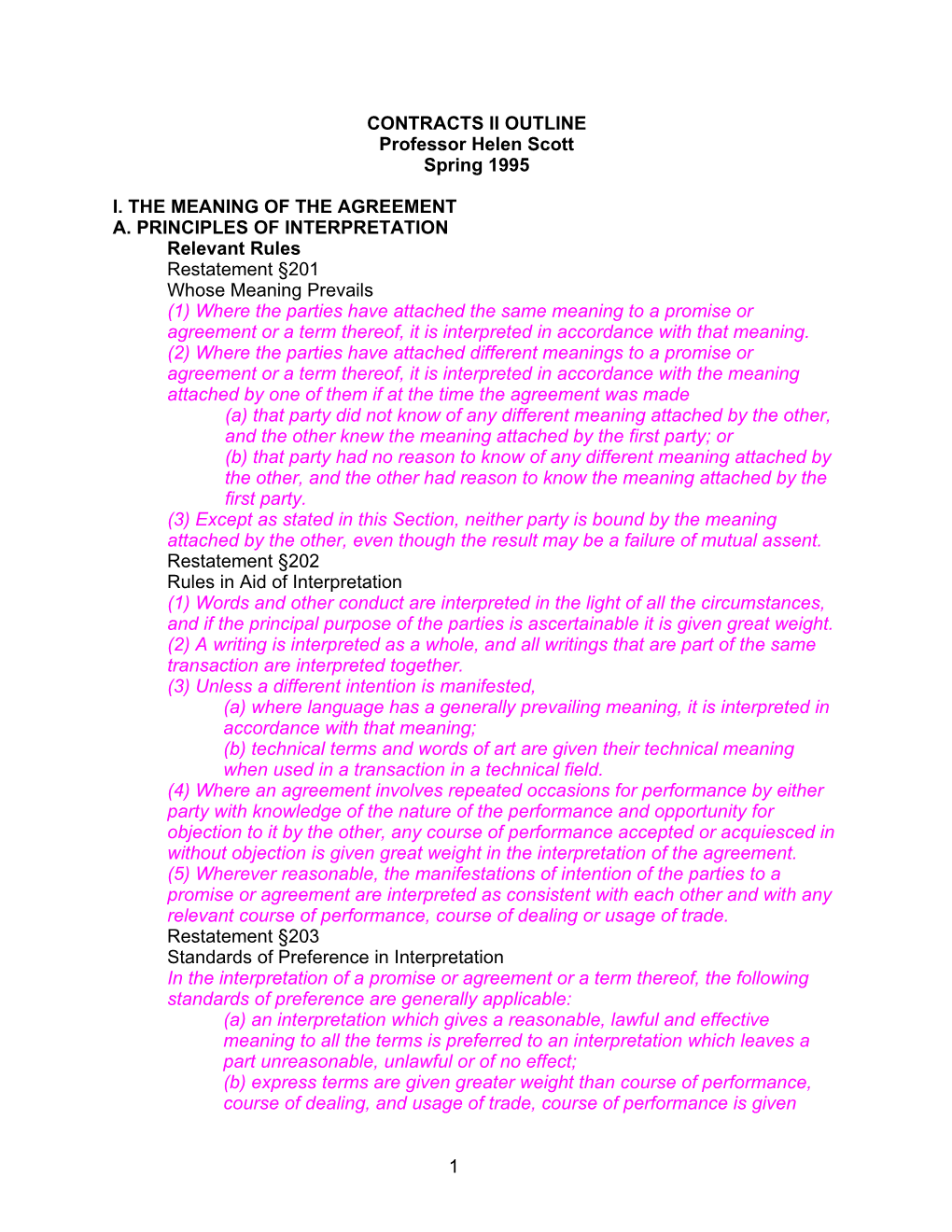 Contracts Ii Outline