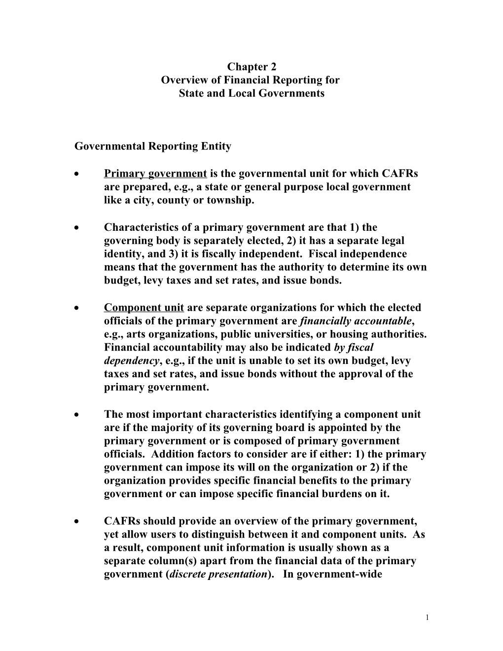 Overview of Financial Reporting For