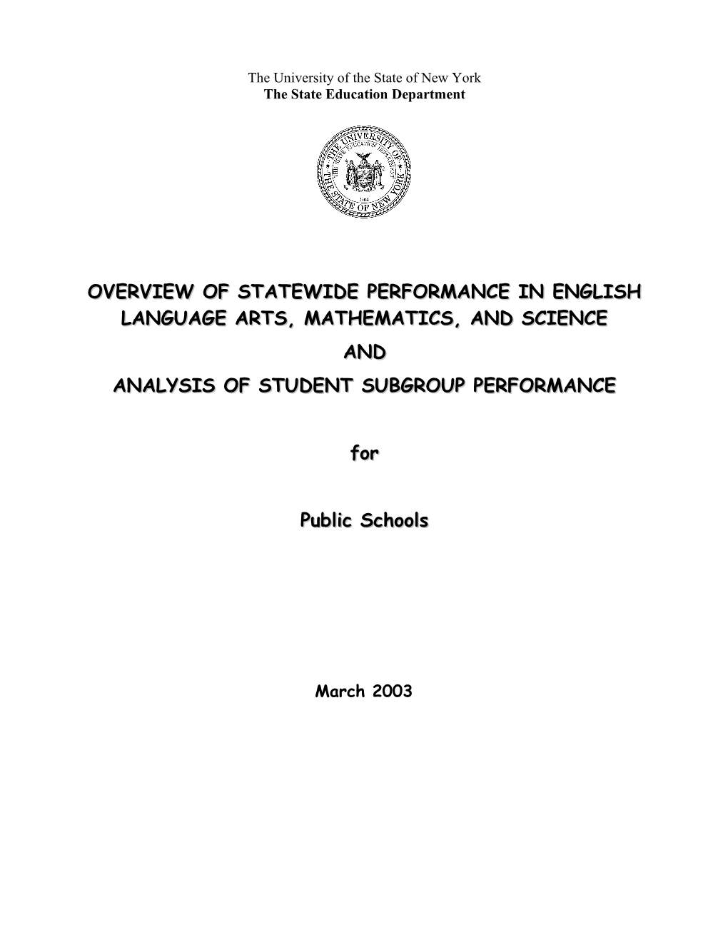 Statewide Public School Report Card Overview for 2001-02 School Year