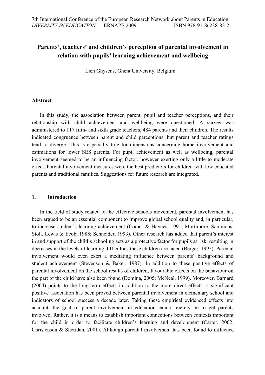 Parents , Teachers and Children S Perception of Parental Involvement in Relation with Pupils