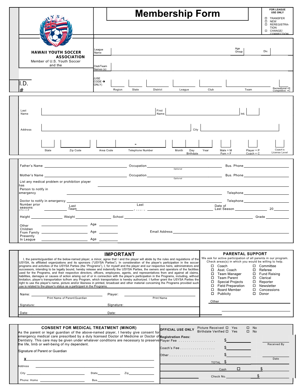 Consent for Medical Treatment (Minor)