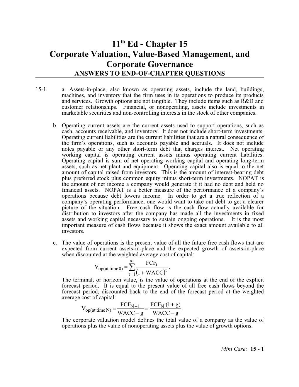 Corporate Valuation, Instructor's Manual