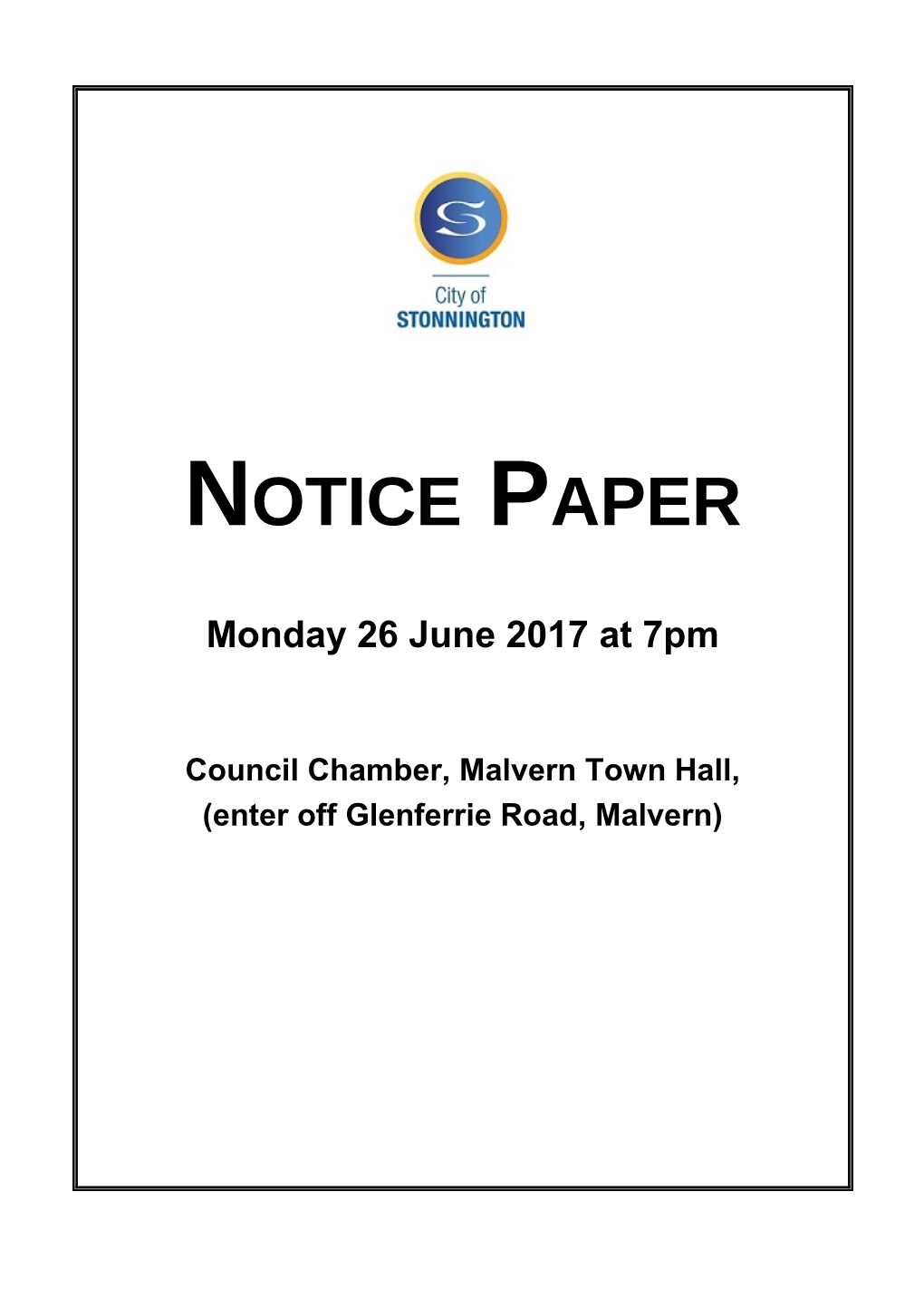 Agenda of Council Meeting - 26 June 2017