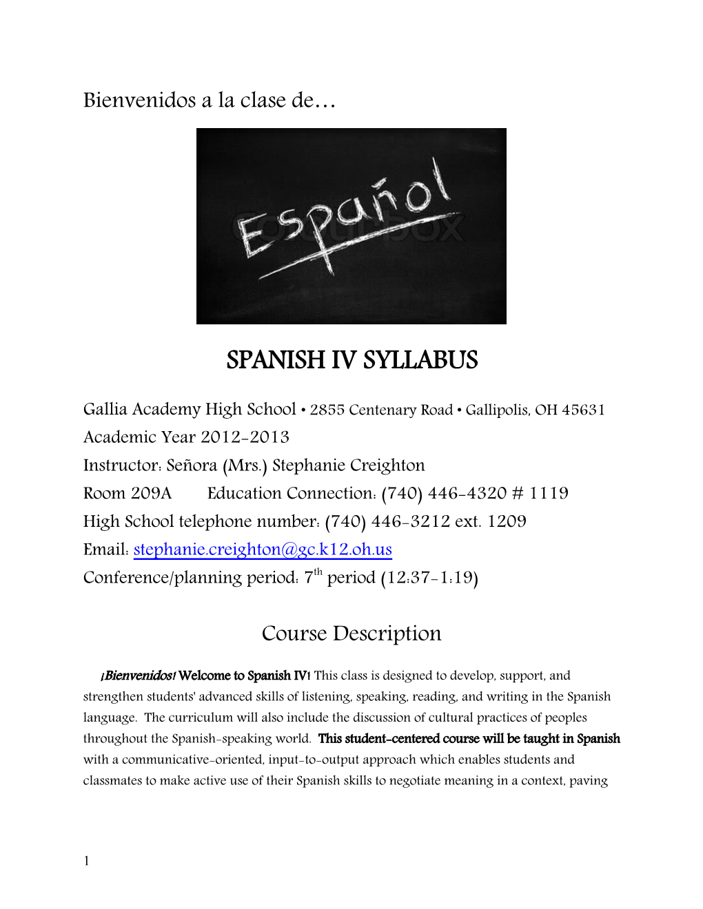 SPANISH IV Syllabus