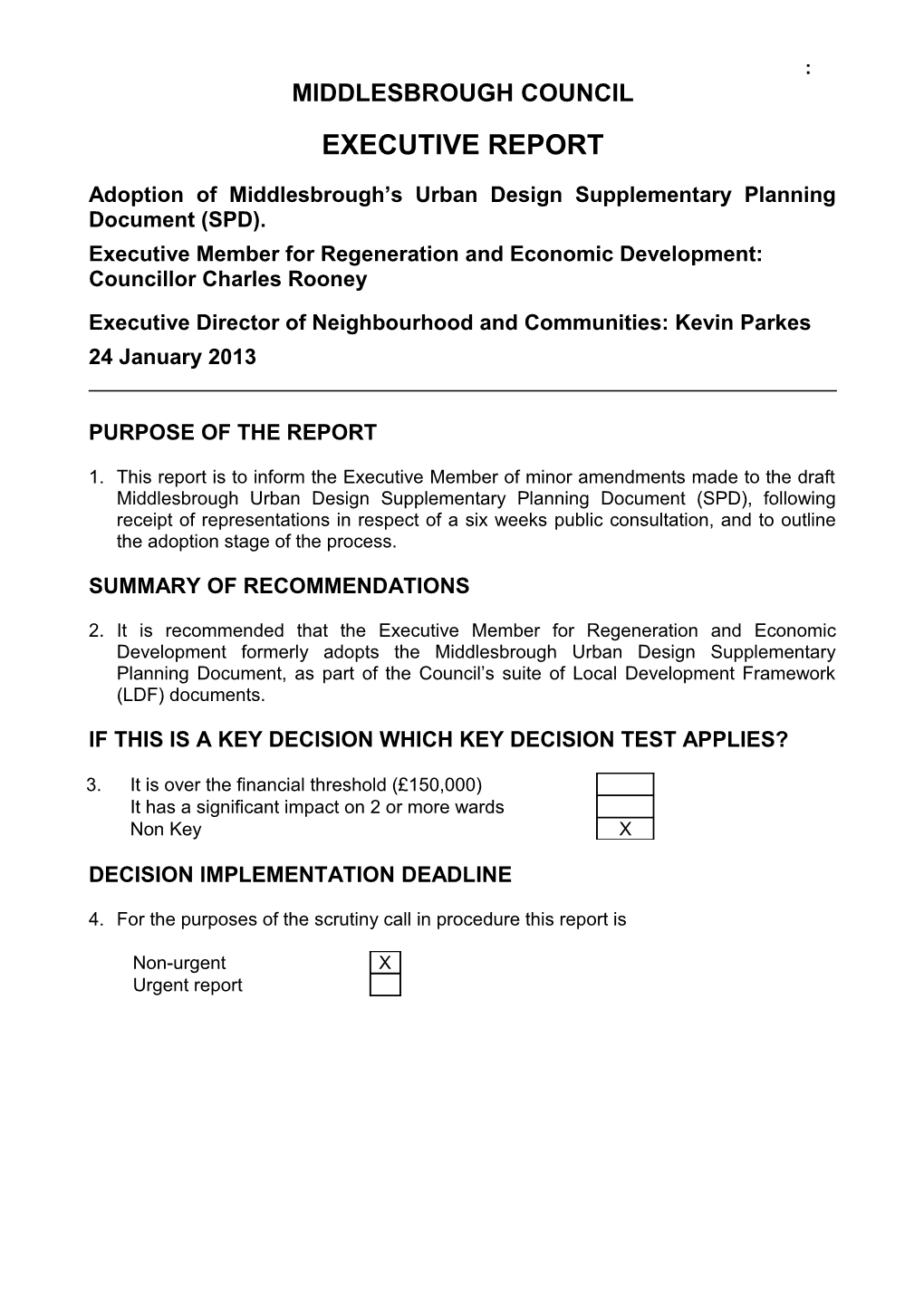 Adoption of Middlesbrough S Urban Design Supplementary Planning Document (SPD)