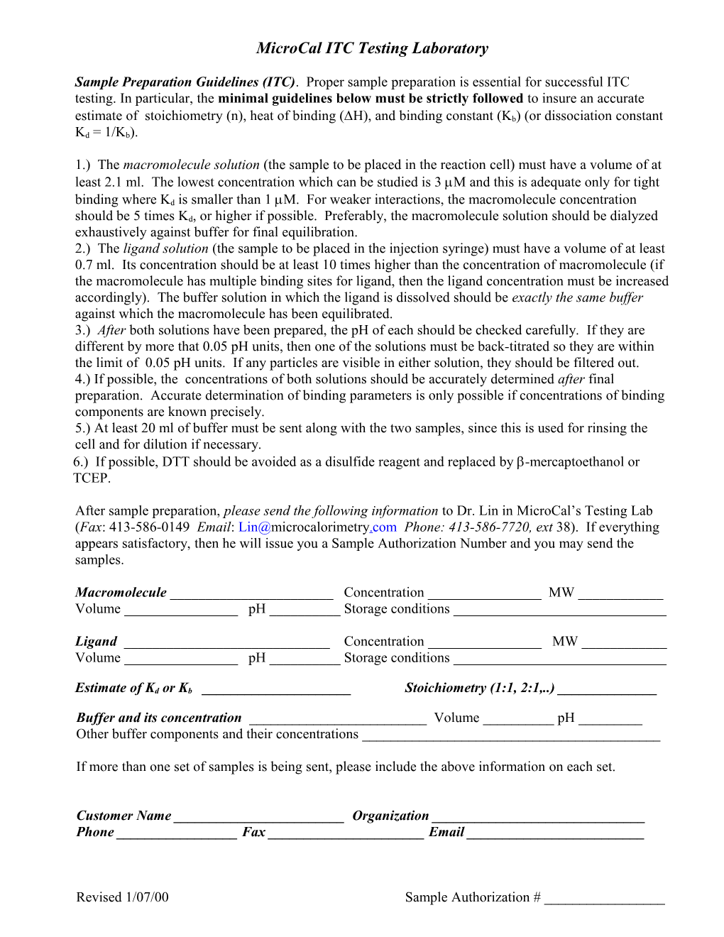 Sample Preparation Guidelines (ITC)