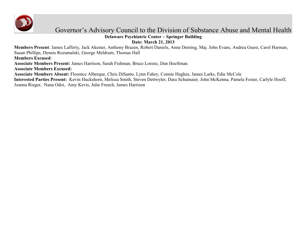 Govenor S Advisory Council to the Division of Substance Abuse and Mental Health