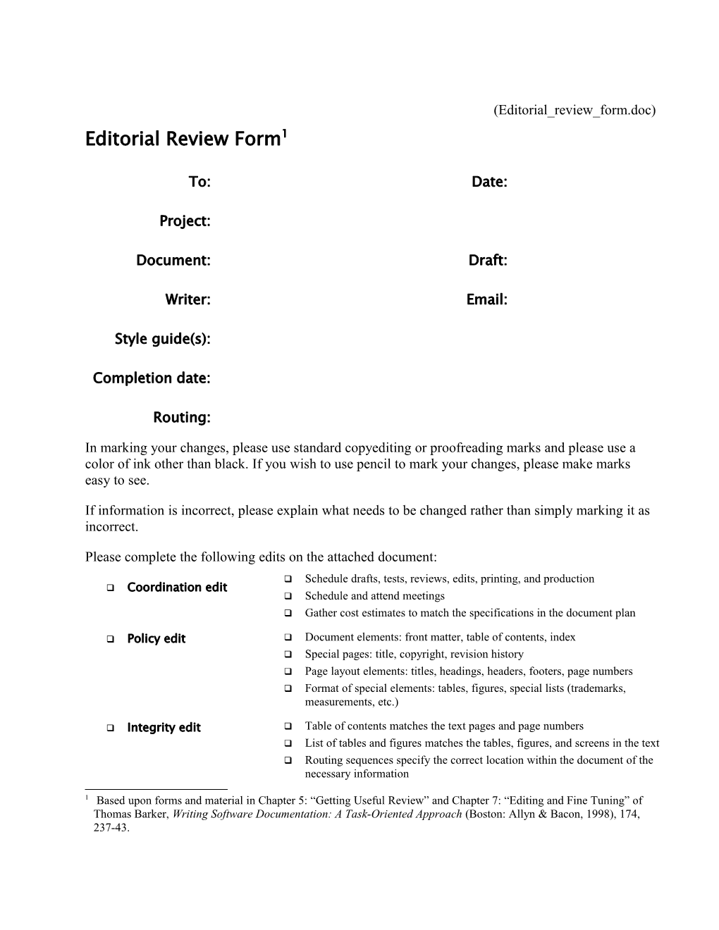 (Editorial Review Form