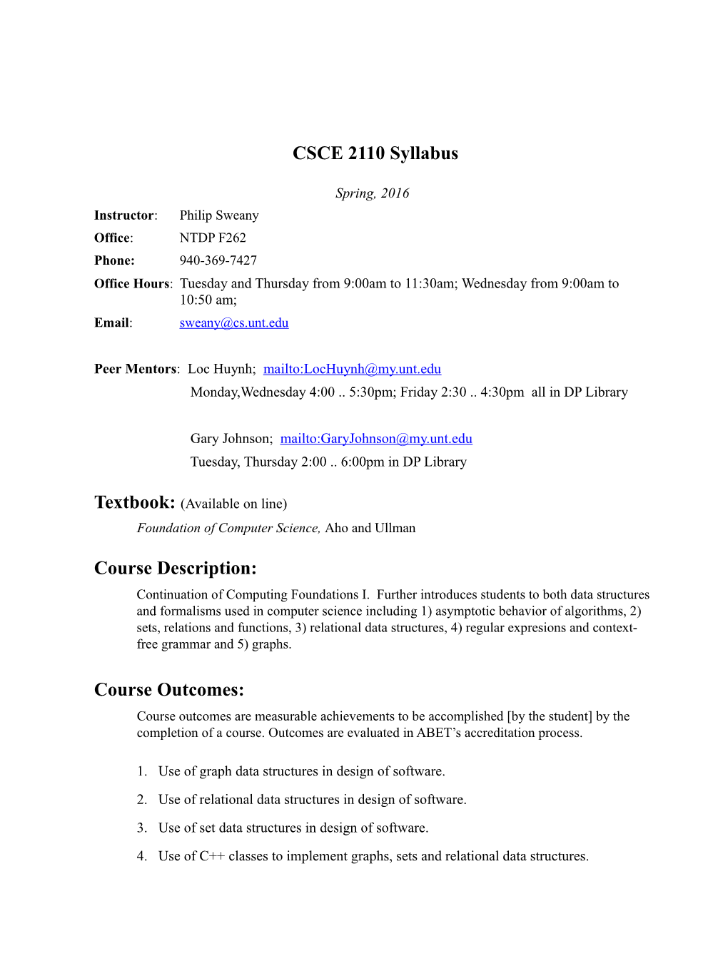 CSCE 2110 Syllabus