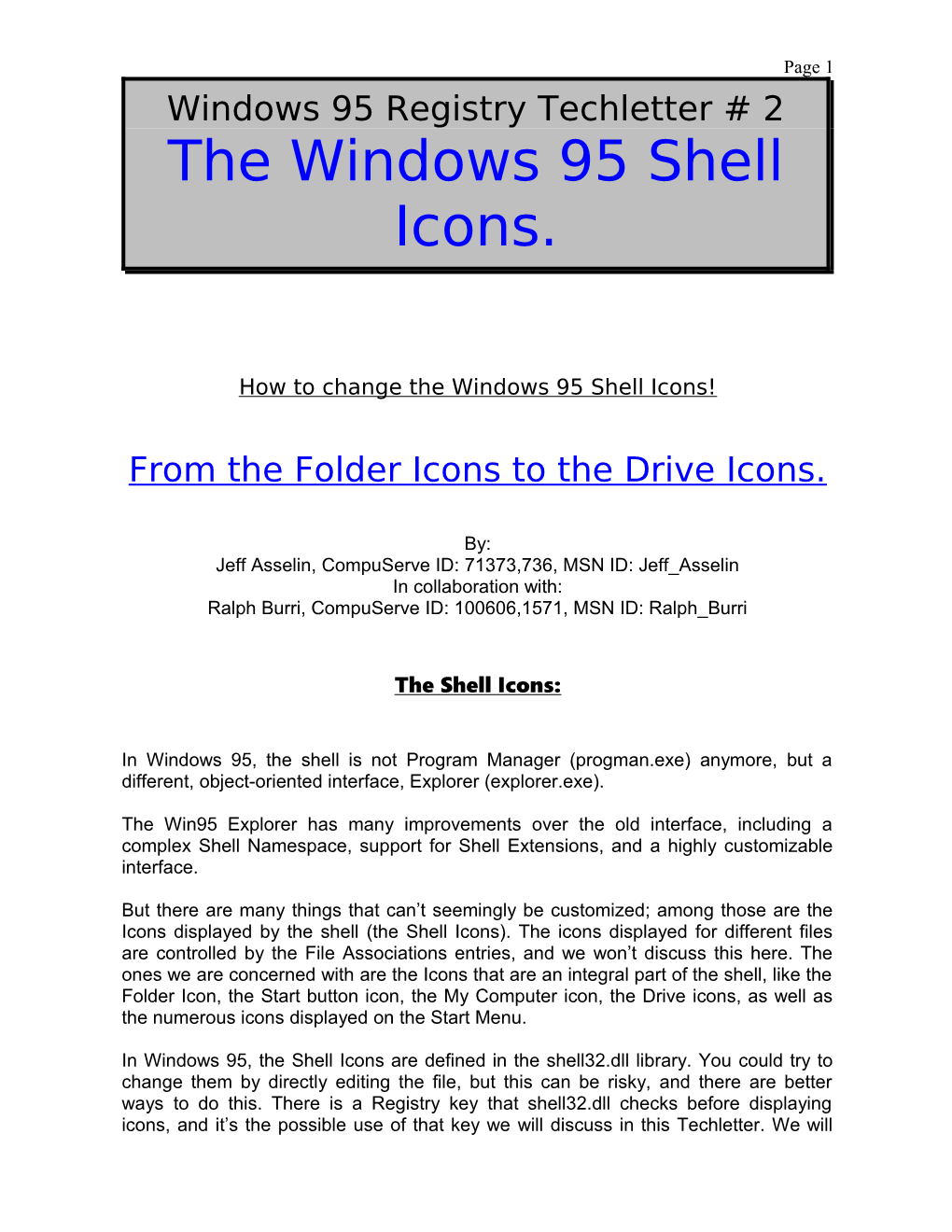 The Windows 95 Shell Icons