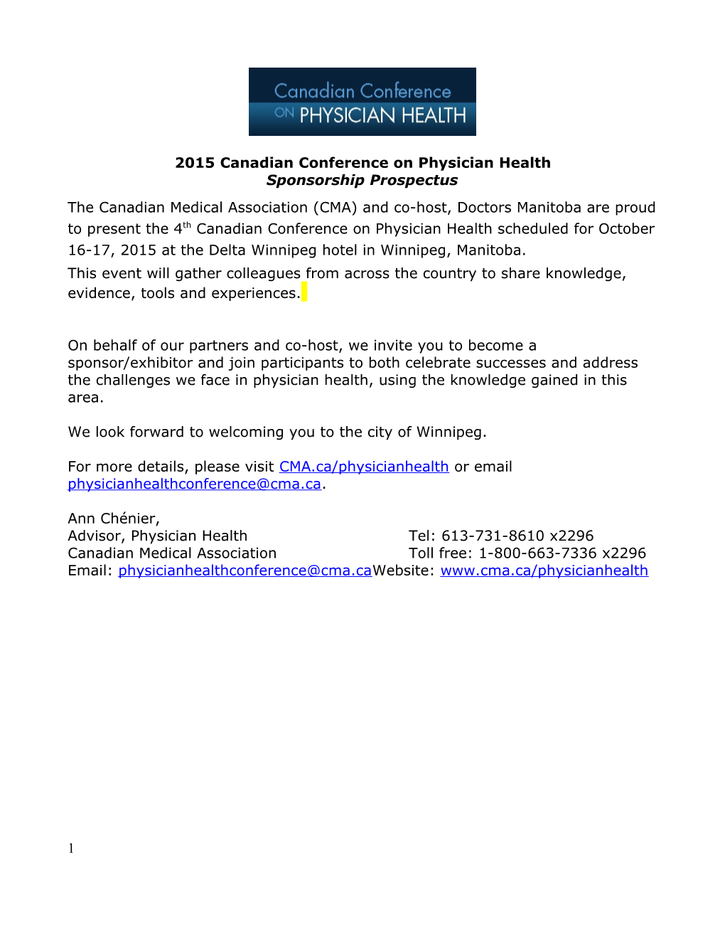 2015 Canadian Conference on Physician Health