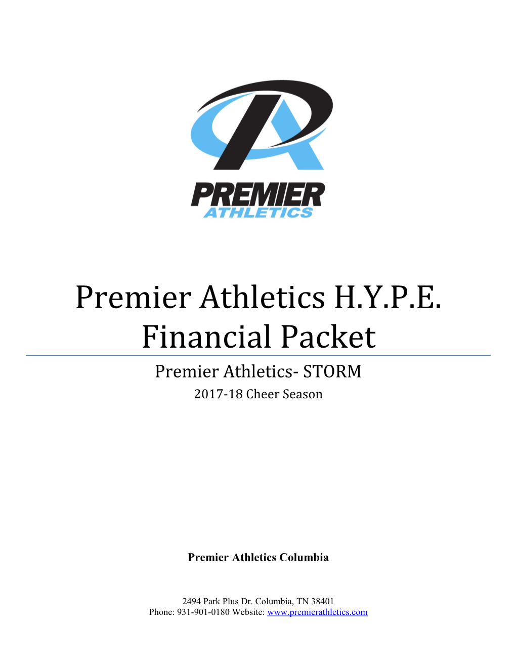 Premier Athletics H.Y.P.E. Financial Packet