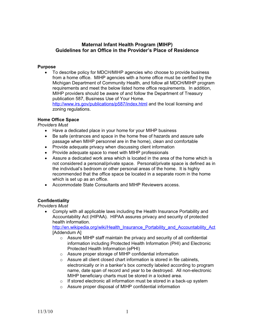 MIHP Providers Are Required to Comply with All Applicable Laws Including the Health Insurance