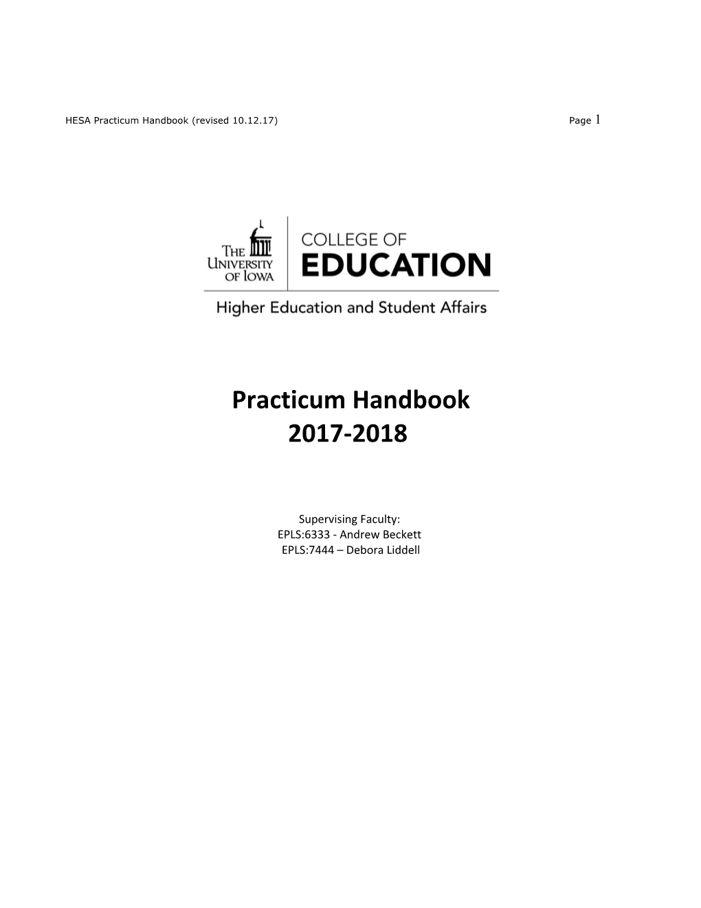 HESA Practicum Handbook (Revised 10.12.17)Page 1