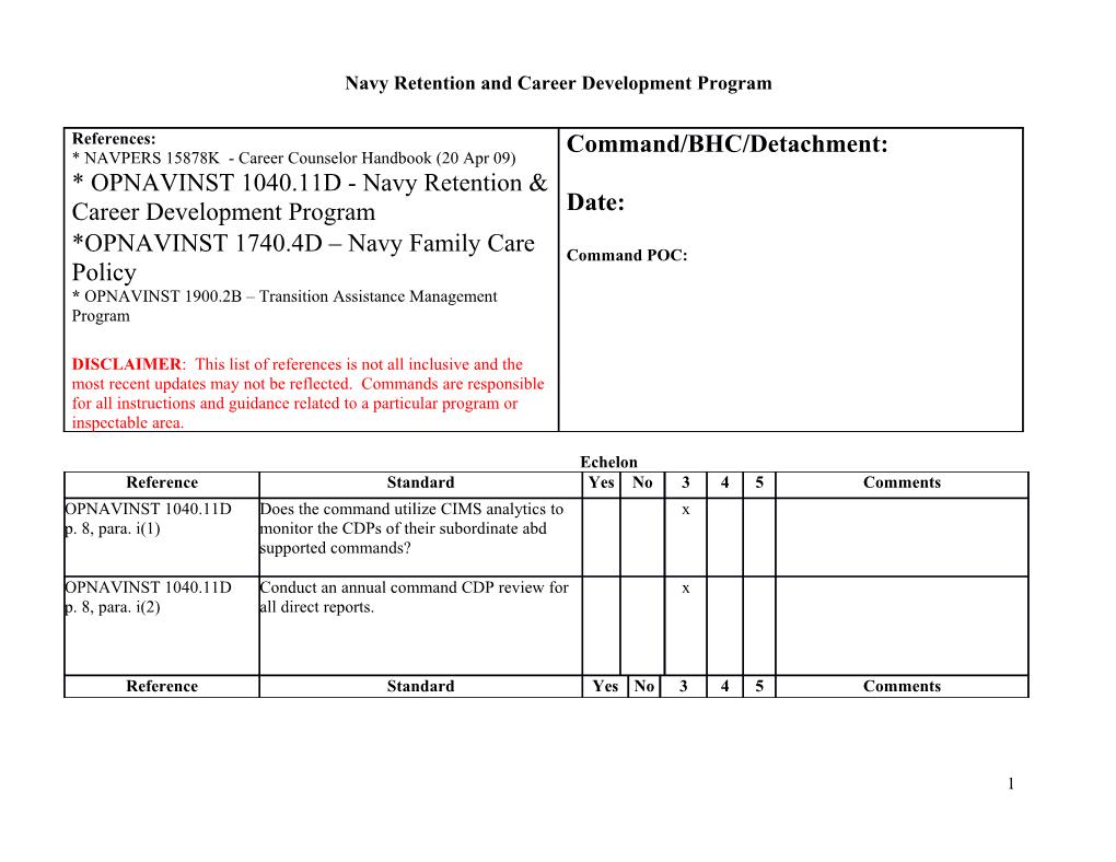 Navy Retention and Career Development Program