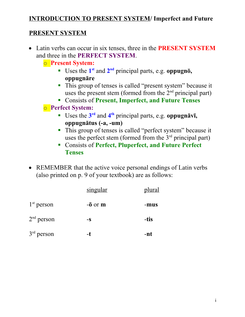 INTRODUCTION to PRESENT SYSTEM/ Imperfect and Future