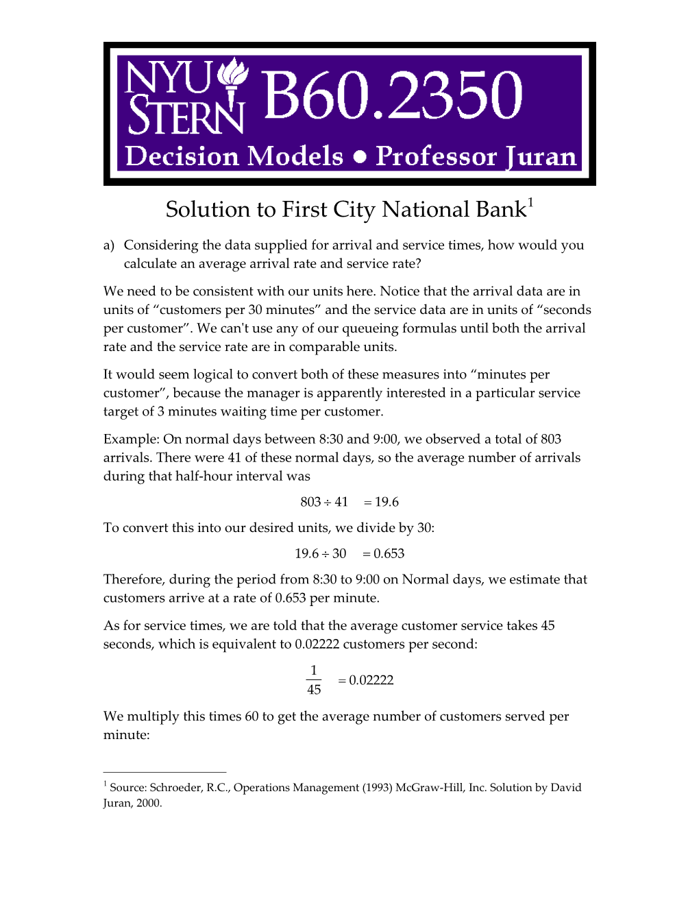 Solution to First City National Bank 1