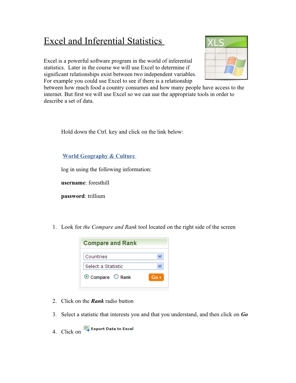 Excel and Inferential Statistics