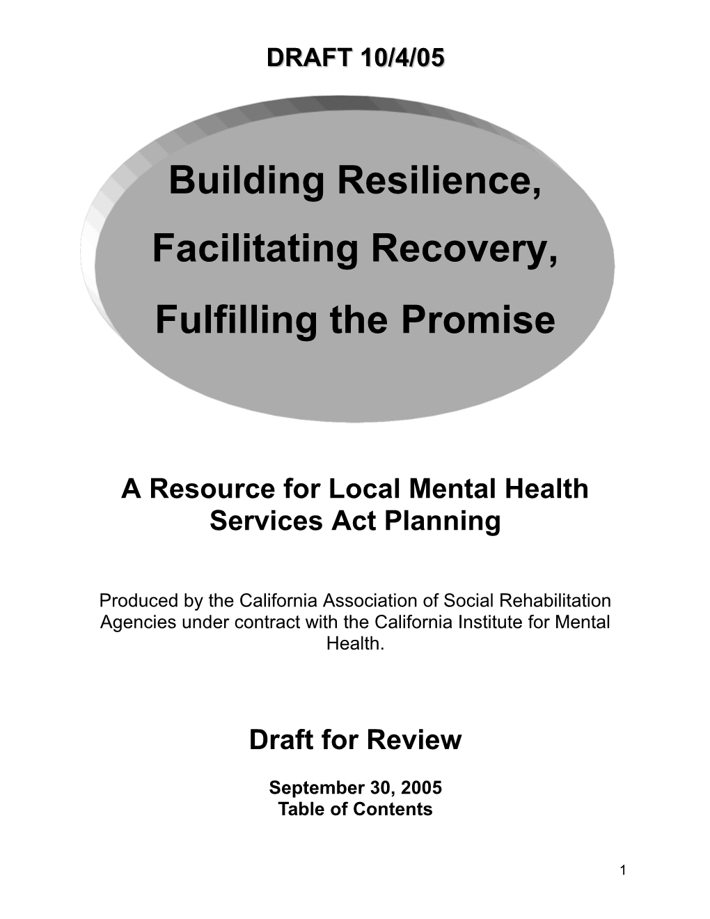 A Resource for Local Mental Health Services Act Planning