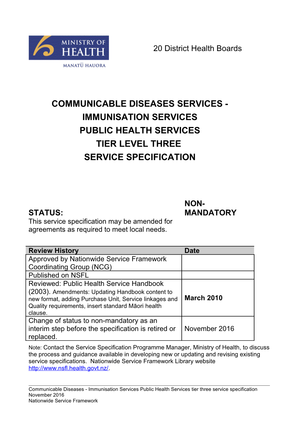 Communicable Diseases Services - Immunisation Services