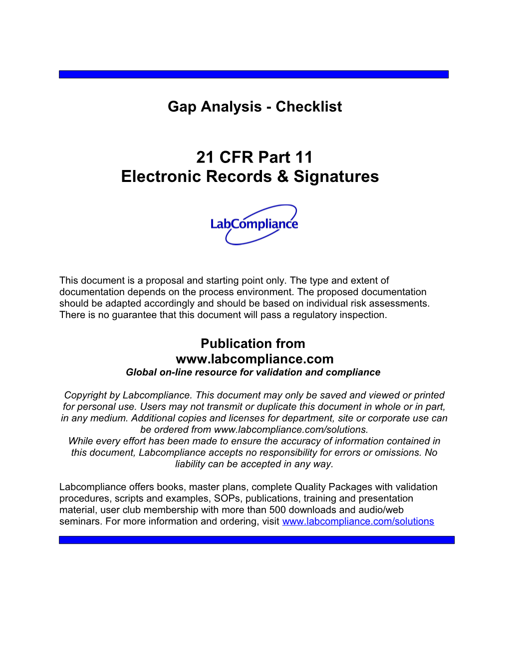 Gap Analysis - Checklist