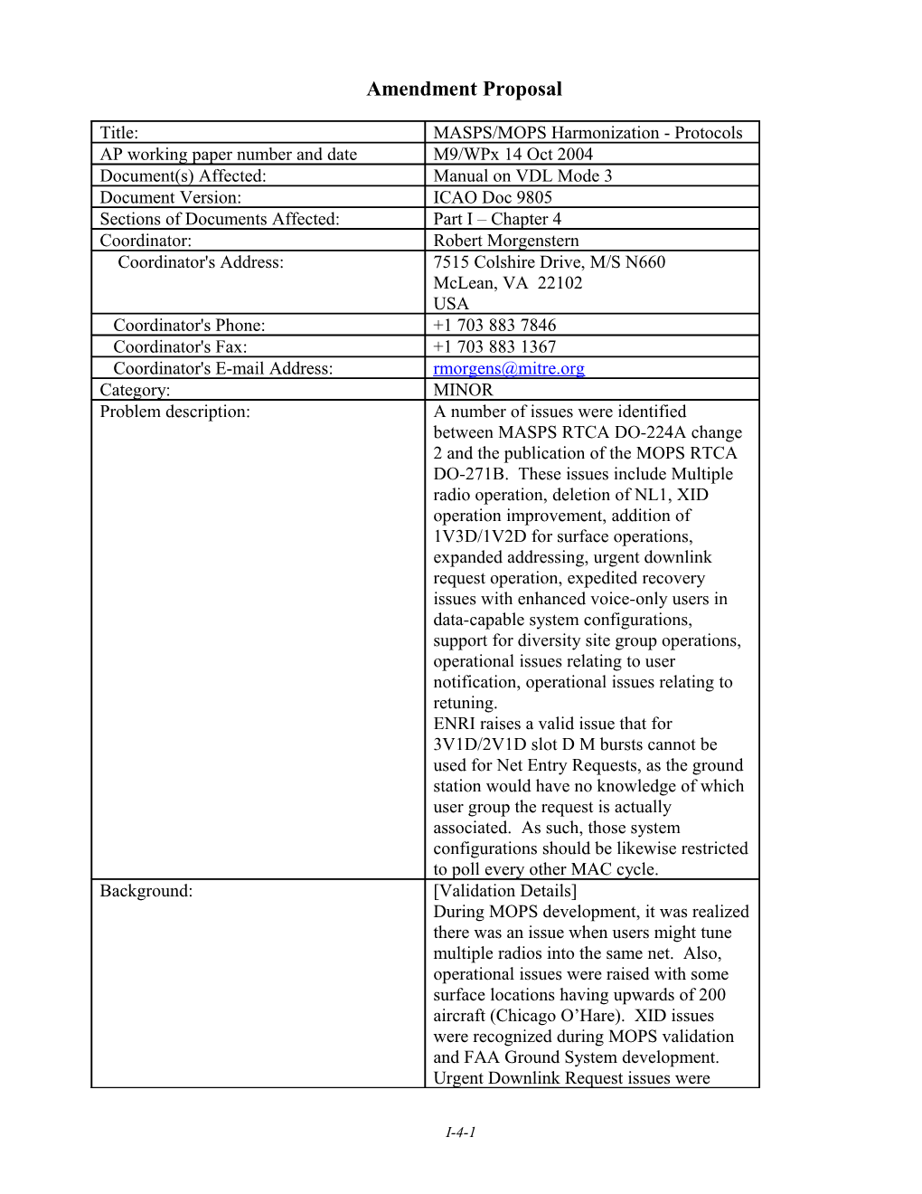 Amendment Proposals for VDL Mode-3 Implementation Manual, Chapter 4