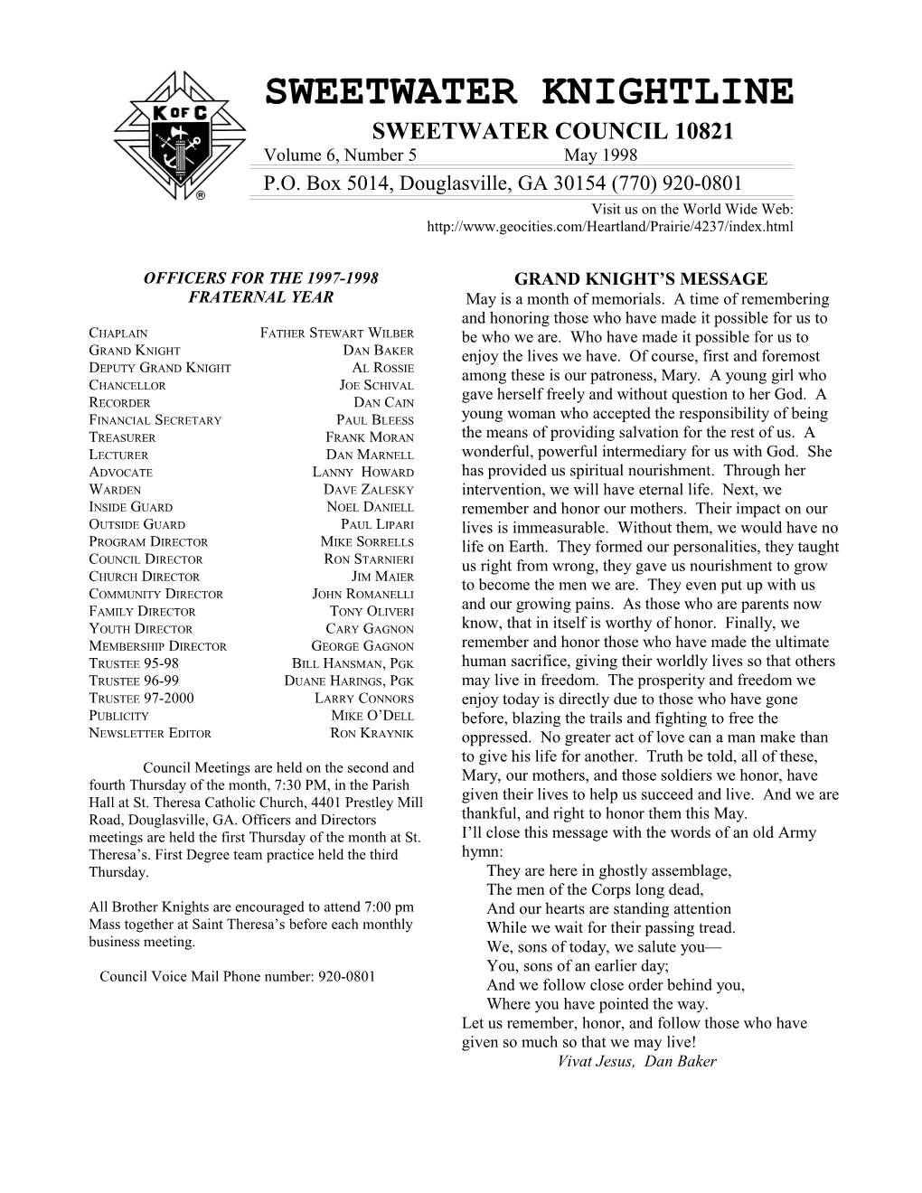 Knights of Columbus 10821 Newsletter