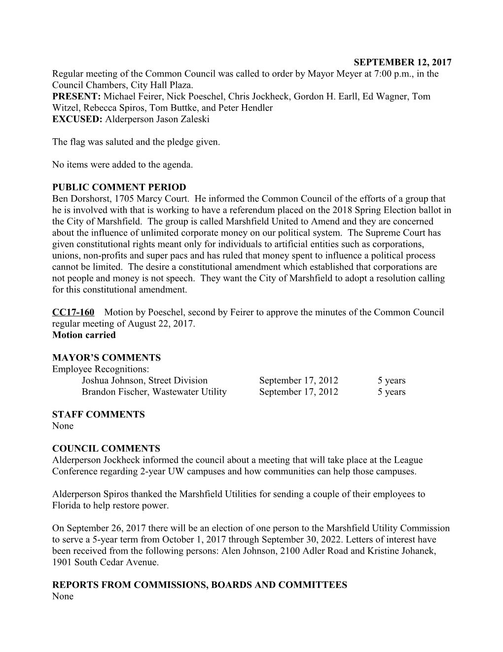 Council Minutes (Cont.)