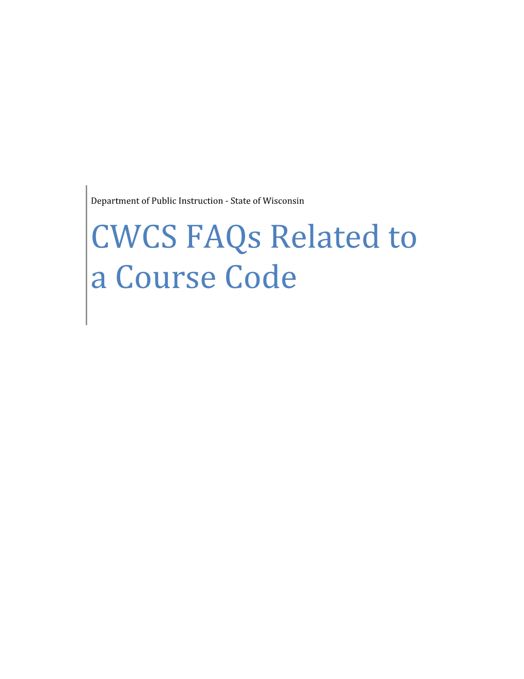 CWCS Faqs Related to a Course Code