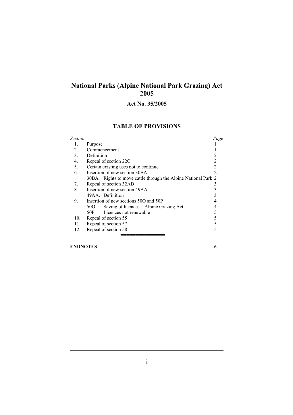 National Parks (Alpine National Park Grazing) Act 2005