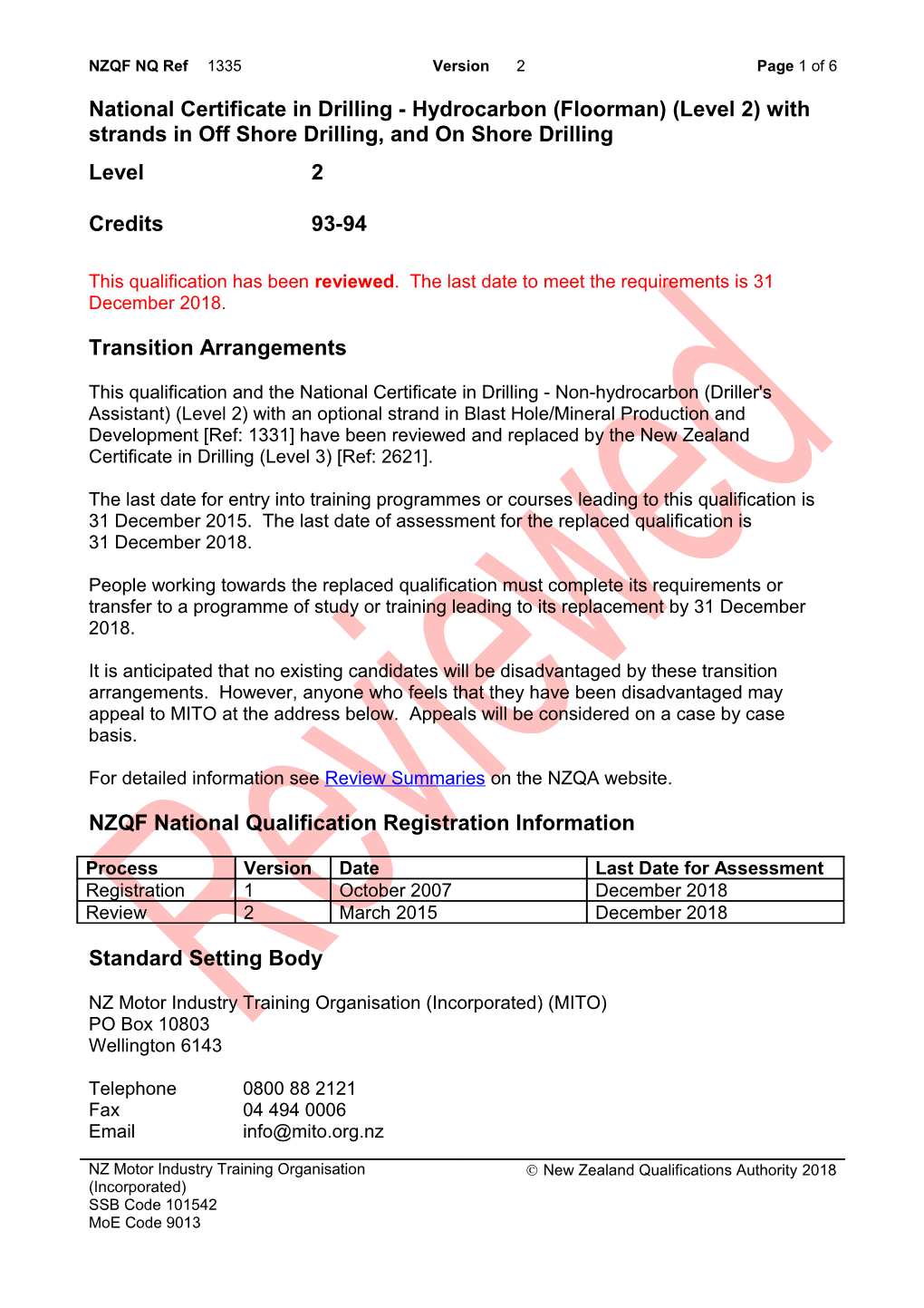 1335 National Certificate in Drilling - Hydrocarbon (Floorman) (Level 2) with Strands In