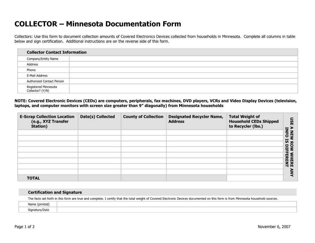 Mn Collector Form