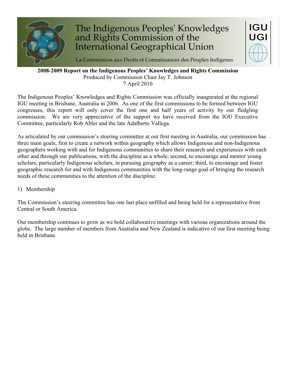 2004-2008 Report on the Indigenous Peoples Knowledges and Rights Commission