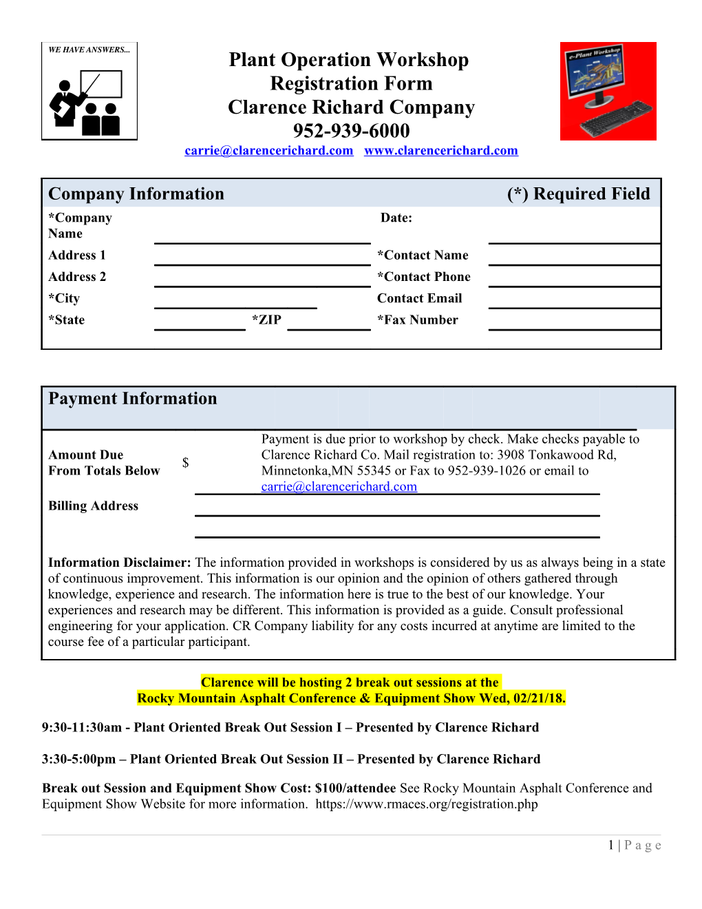 E-Workshop Registration Form