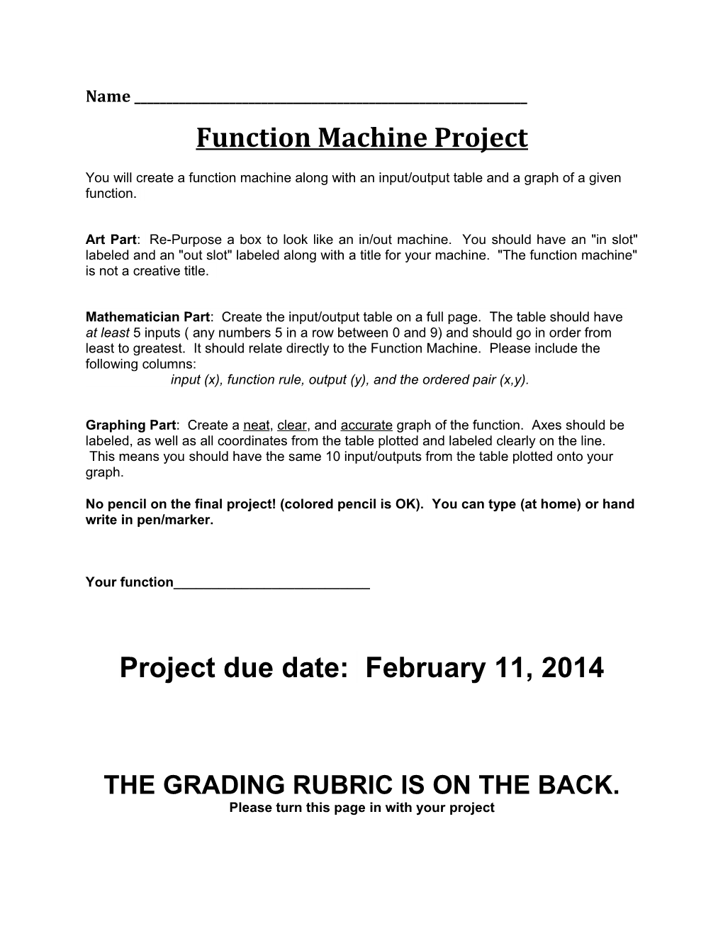 Function Machine Project