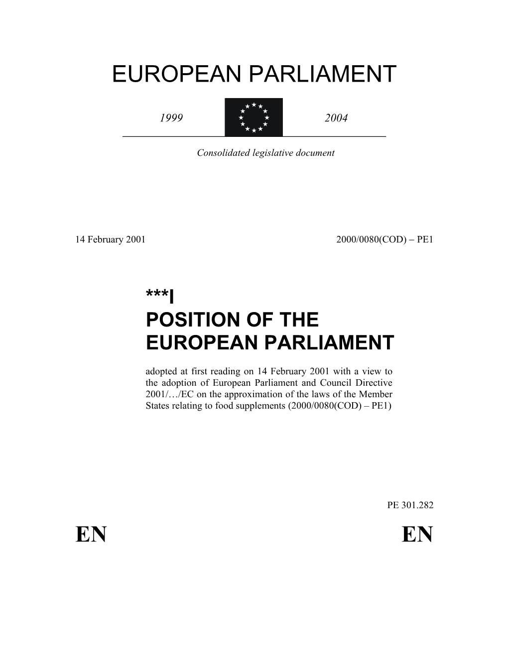 Position of the European Parliament