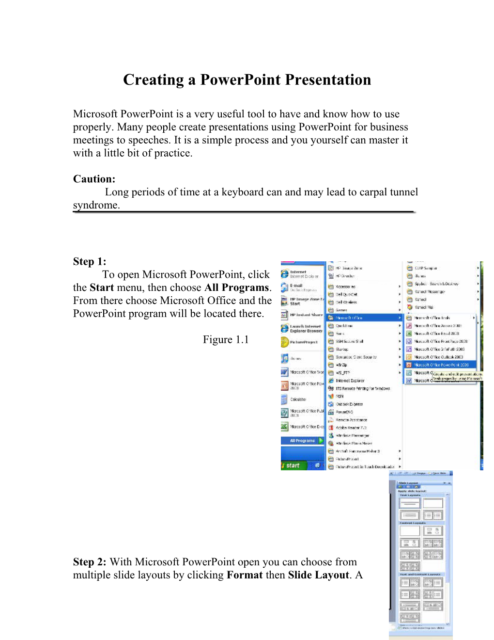 Creating a Powerpoint Presentation