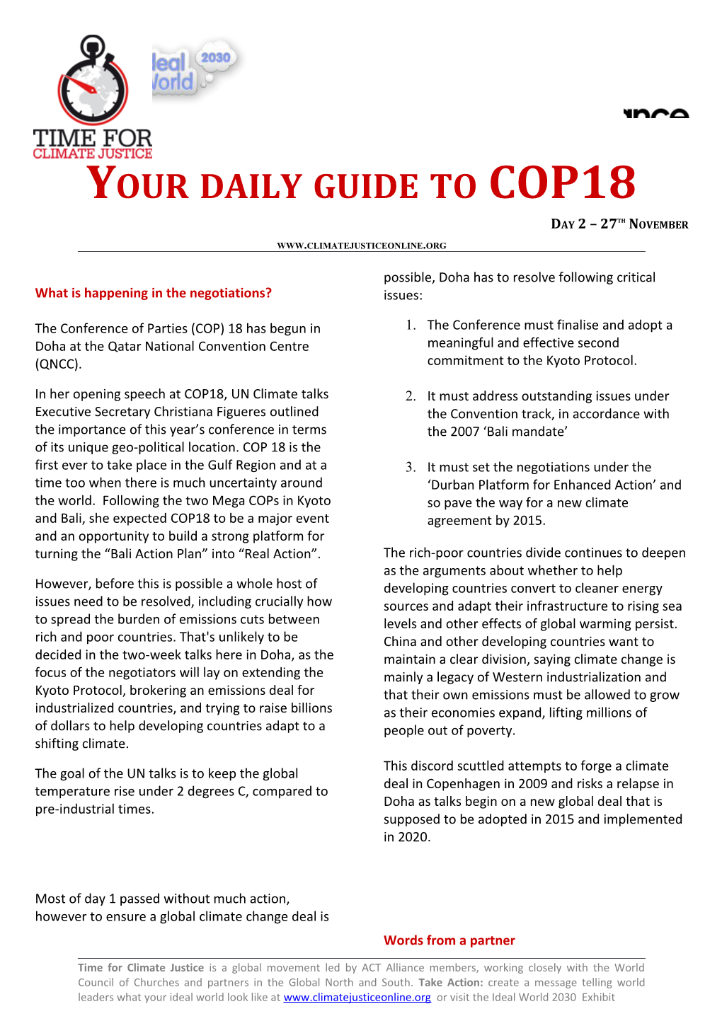 Your Daily Guide to COP18