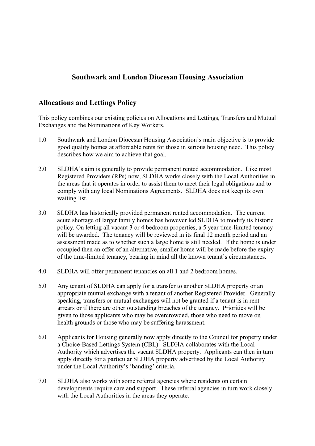 Southwark and London Diocesan Housing Association