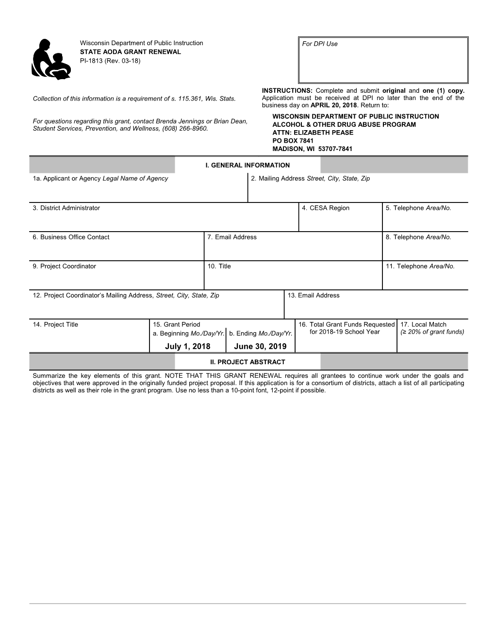 PI-1813 State AODA Grants Renewal