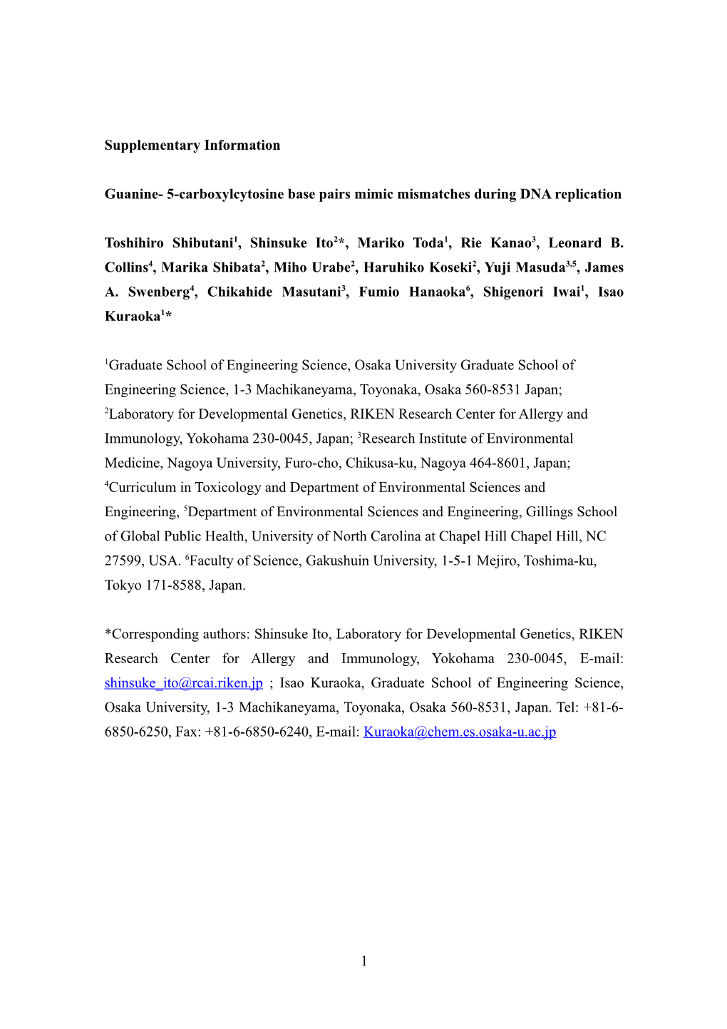 Guanine- 5-Carboxylcytosine Base Pairs Mimic Mismatches During DNA Replication