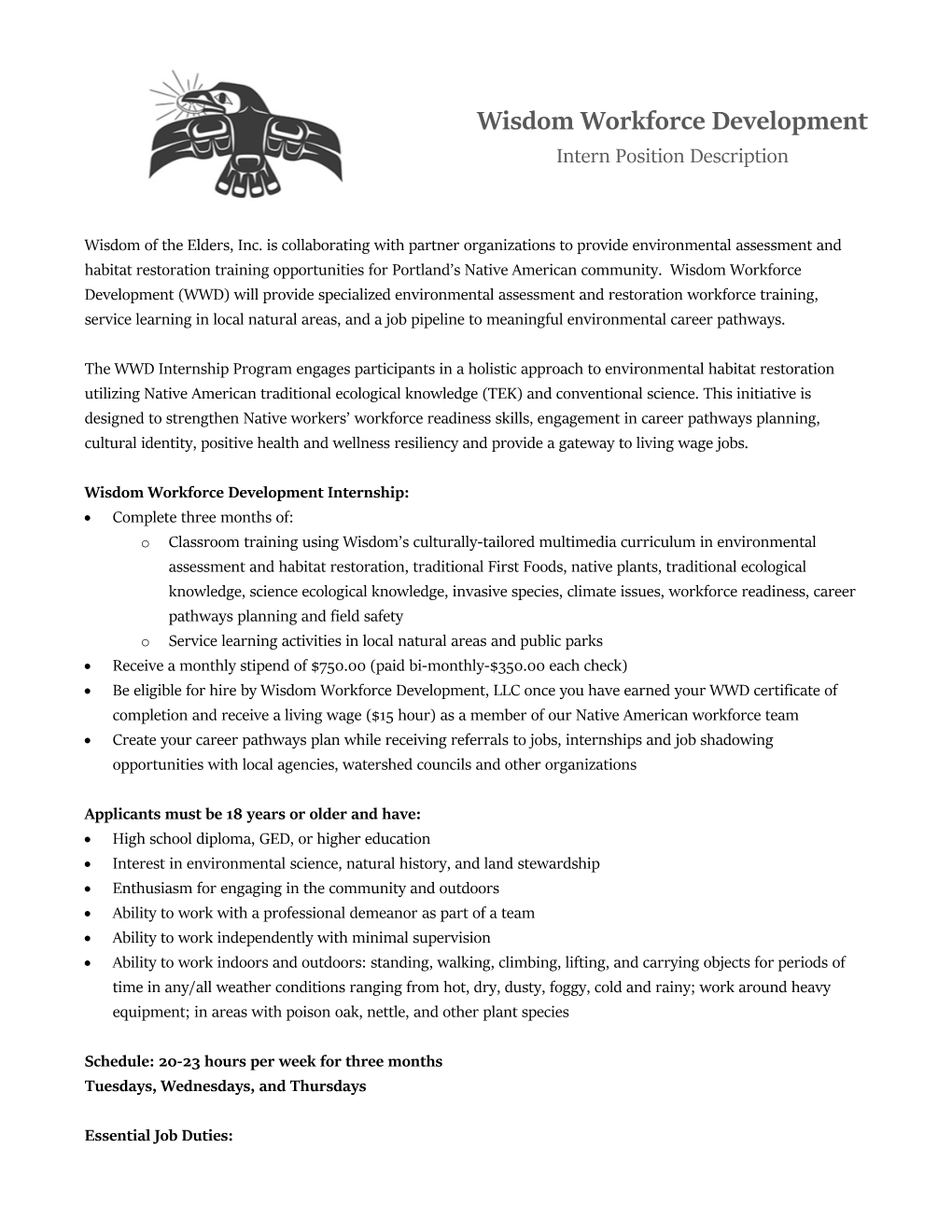 Wisdom Workforce Development Internship