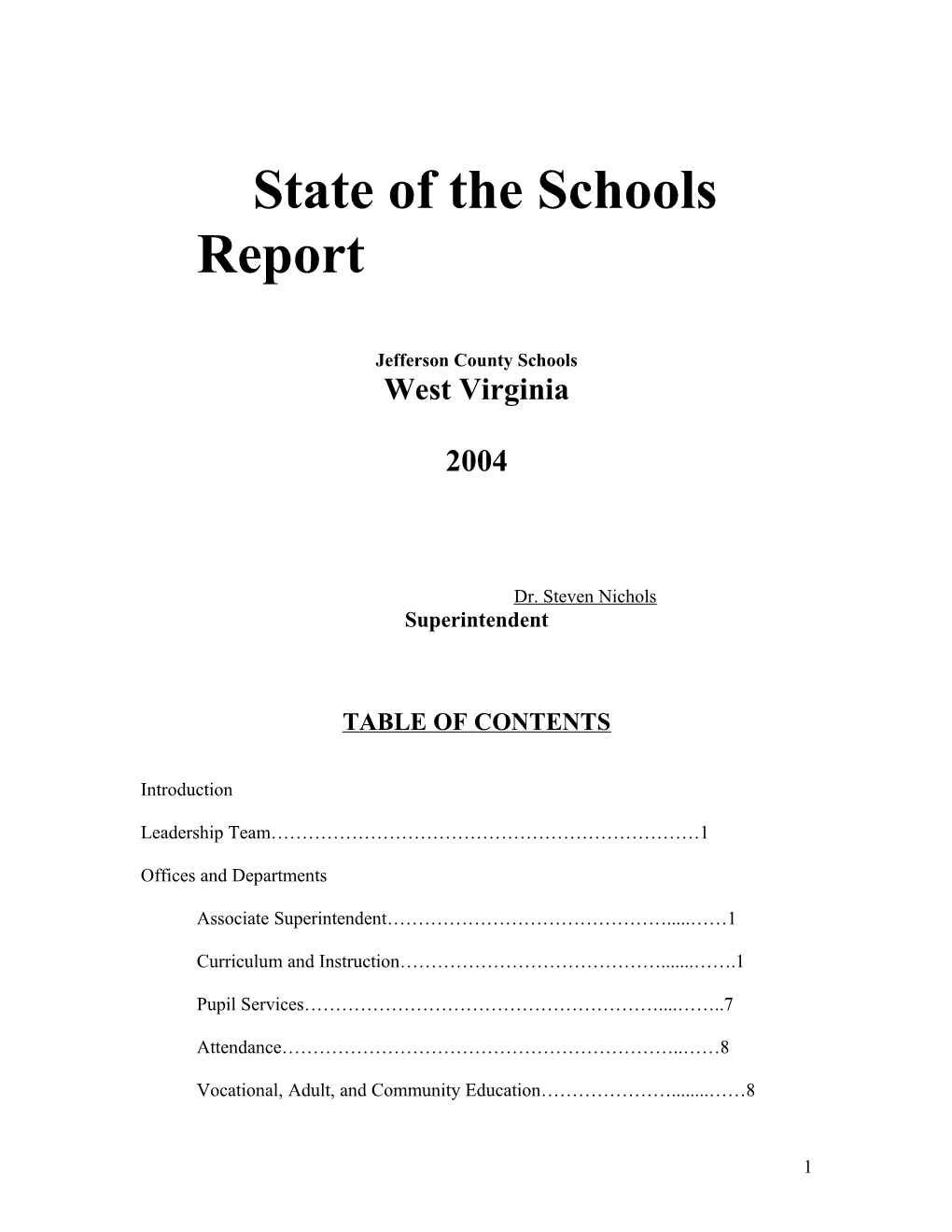 State of the Schools Report