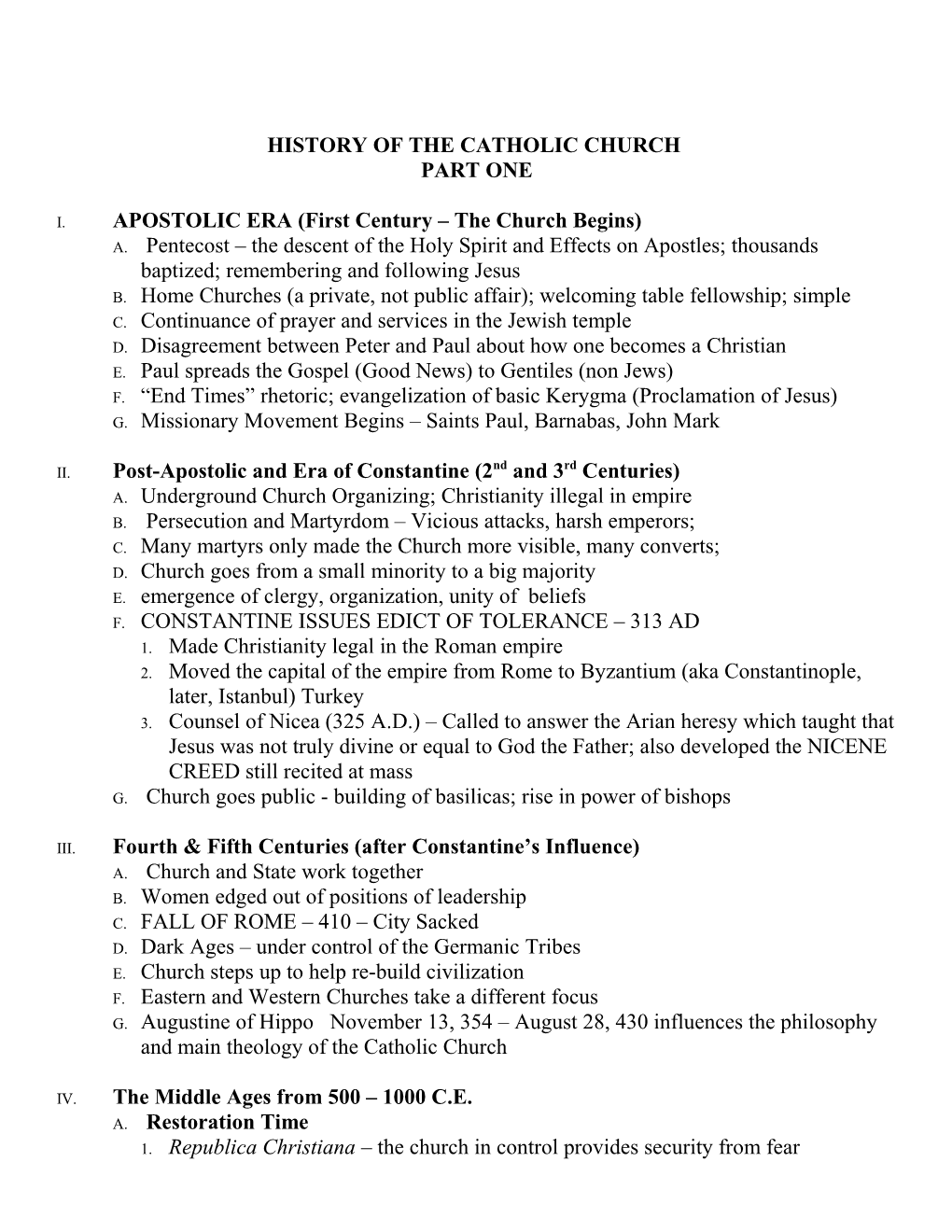 History of the Catholic Church