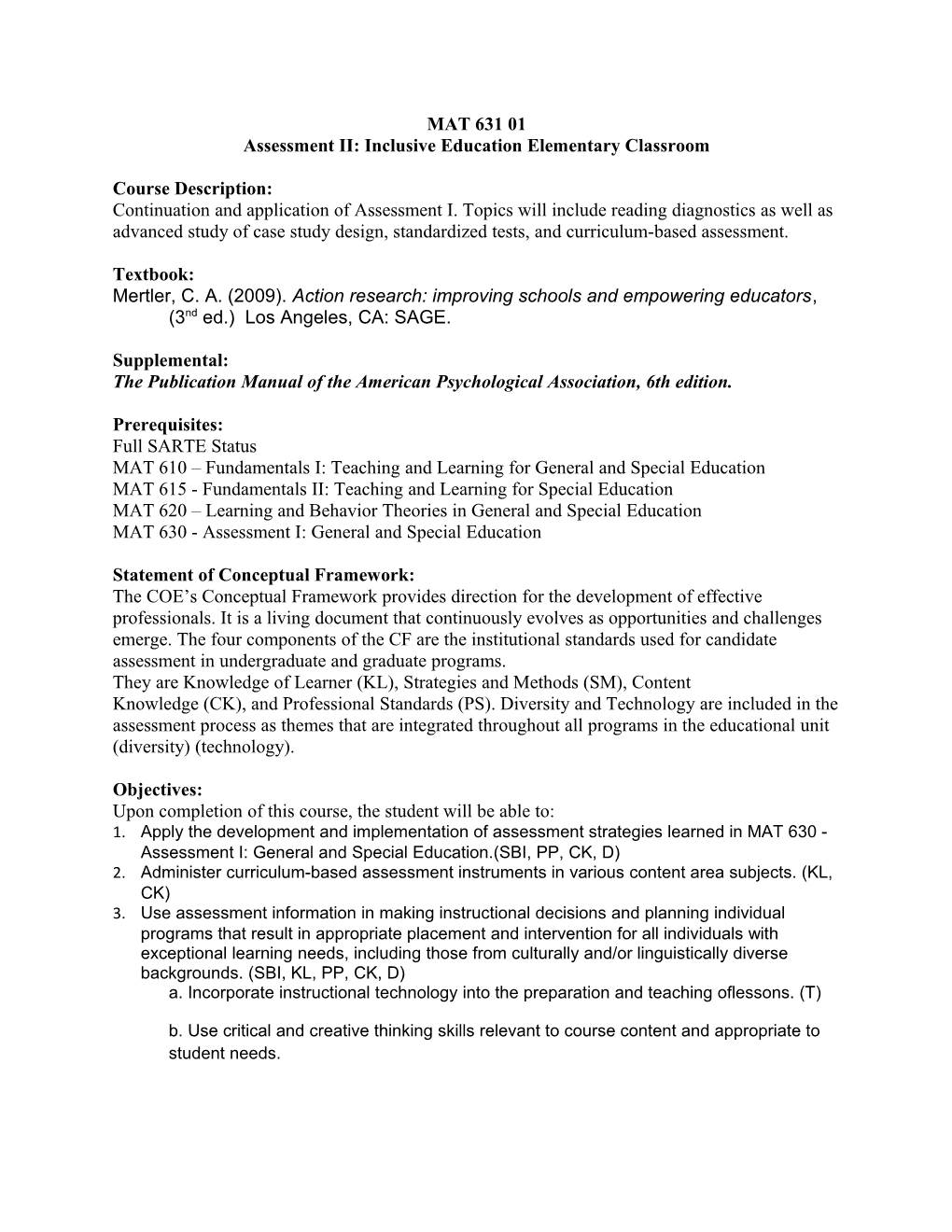 Assessment II: Inclusive Education Elementary Classroom