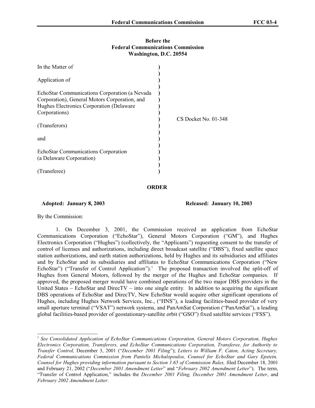 Federal Communications Commissionfcc 03-4