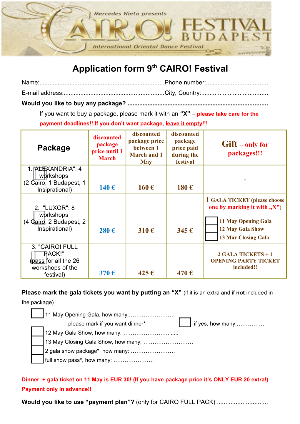 Application Form9th CAIRO! Festival