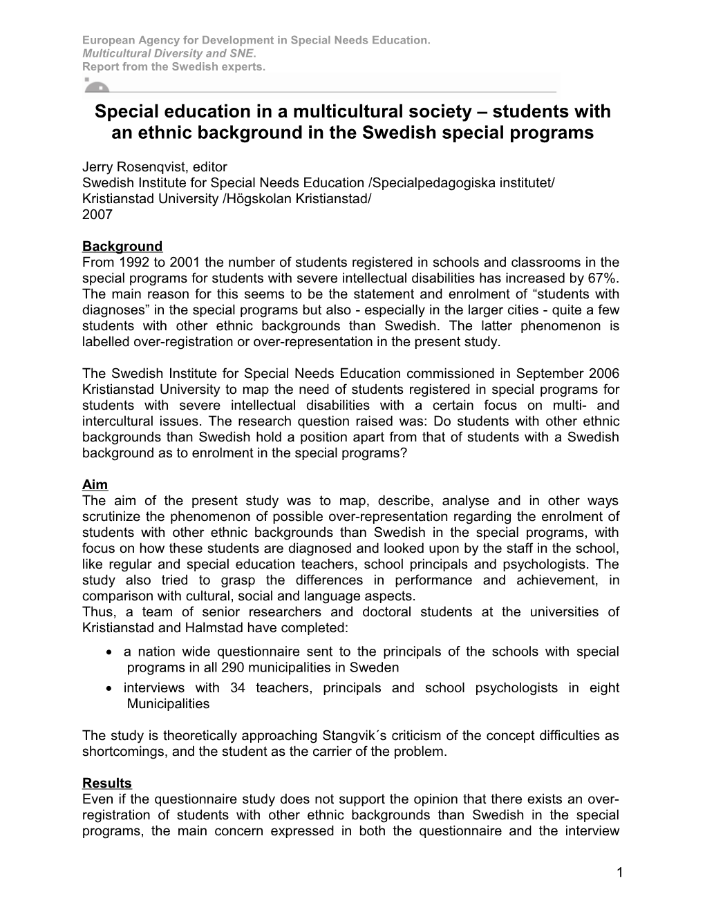 European Agency for Development in Special Needs Education